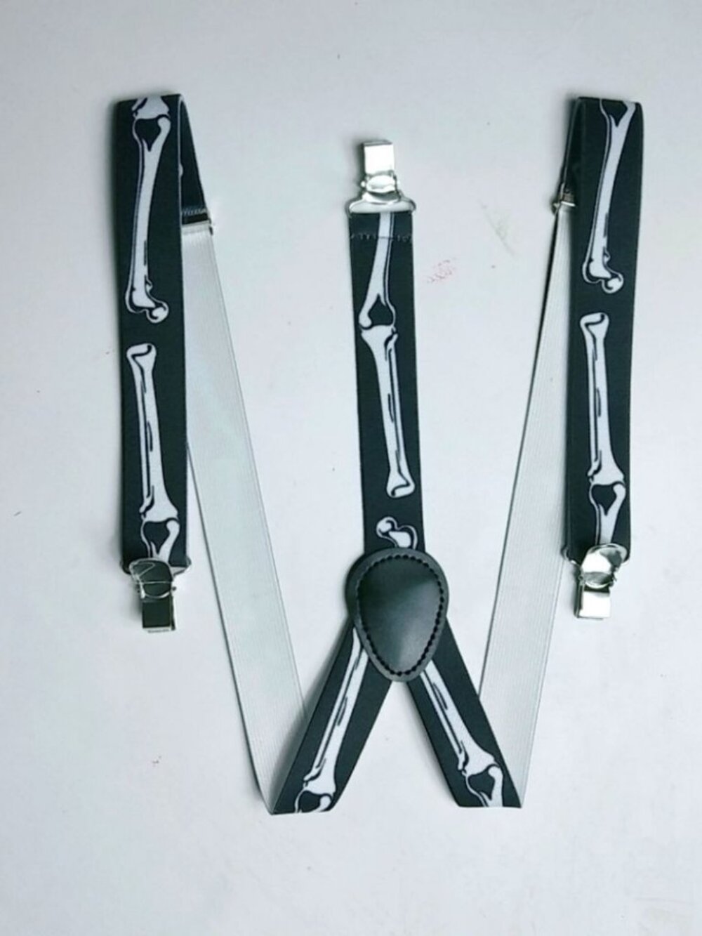 Skeleton Bones Black White Suspenders